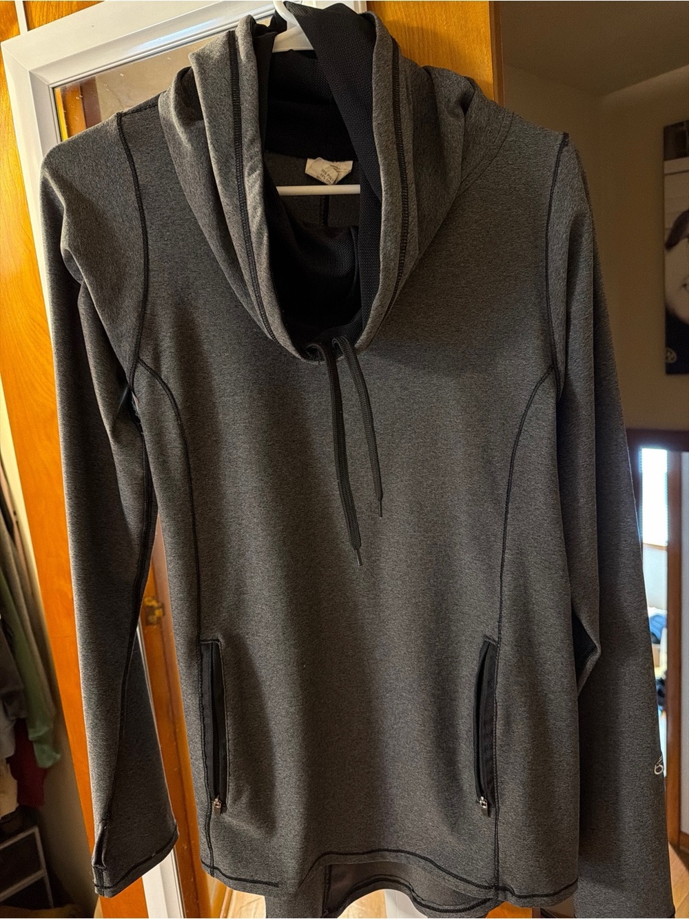 Bend Active Charcoal Gray Cowl Neck Performance Pullover Hoodie - Medium